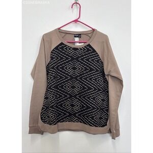 Cruel Beige Women's Denim contrast stitch raglan long-sleeve top - Size XL